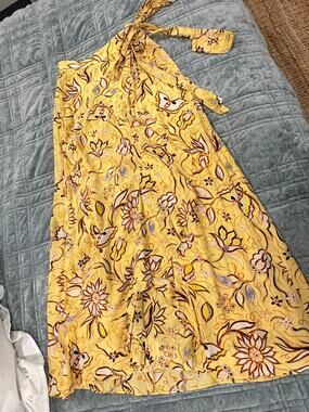 The Kooples Yellow Wrap Midi Skirt - Size FR 0/ US 2